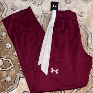 Under Armour Maroon and White Track Pants